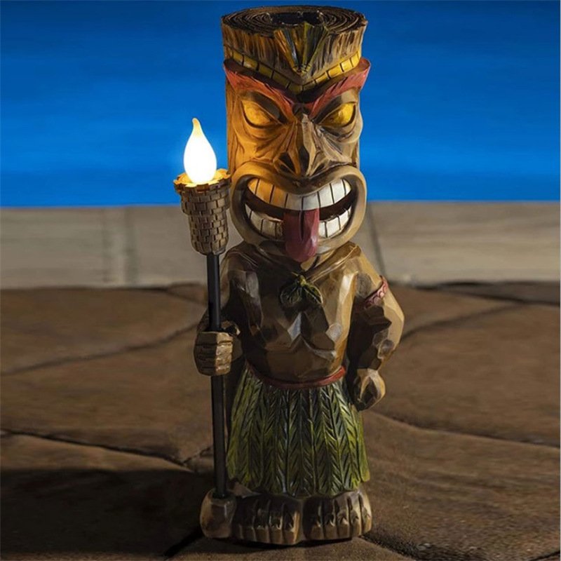 Tiki Guard Powered Decor New Maya Totem Resin Dwarf Garden Light Garden ...