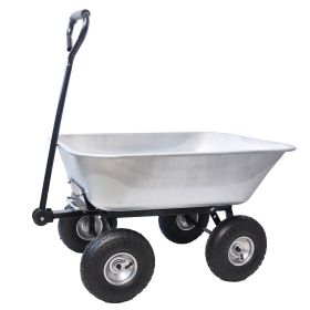 Folding car Poly Garden dump truck with steel frame, 10 inches. Pneumatic tire, 300 lb capacity body 55L silver