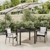 3 Piece Patio Dining Set with Cushions Black Poly Rattan