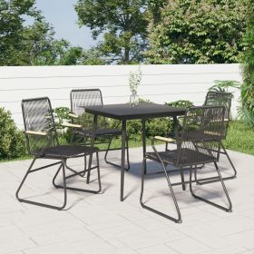 Patio Chairs 4 pcs Black 22.8"x23.2"x33.7" PVC Rattan