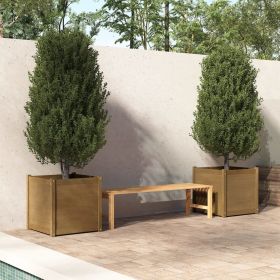 Garden Planters 2 pcs Honey Brown 23.6"x23.6"x23.6" Solid Wood Pine