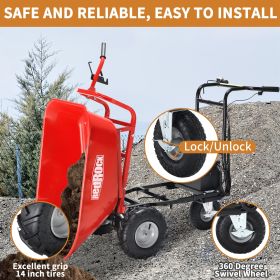 RedRock Wheelbarrow Utility Cart Electric Powered Cart 48V28Ah 500W Capacity 500lbs (230kg) Material Debris Hauler 1000lbs Towing