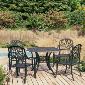 5 Piece Bistro Set Cast Aluminum Black