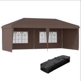 Pop Up Canopy party Tent with 4 Sidewalls 10' x 20' , Coffee-AS