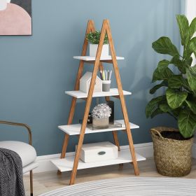 Solid bamboo wood oxford 'A'frame ladder display bookshelf