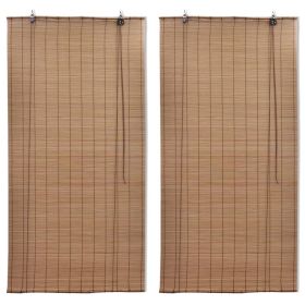 Bamboo Roller Blinds 2 pcs Brown 47.2" x 86.8"