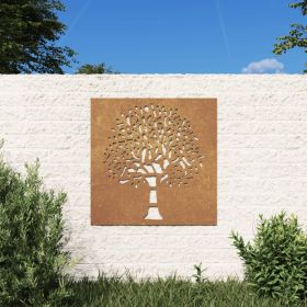 Patio Wall Decoration 21.7"x21.7" Corten Steel Tree Design