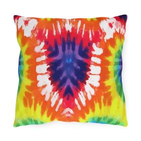 Decorative Outdoor Pillows - Set Of 2, Psychedelic Rainbow Tie Dye