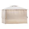 Quality Double Tiered Grill Canopy, Outdoor BBQ Gazebo Tent with UV Protection, Beige