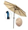 9Ft 3-Tiers Outdoor Patio Umbrella with Crank and tilt and Wind Vents for Garden Deck Backyard Pool Shade Outside Deck Swimming Pool RT