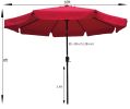 10ft Patio Umbrella Market Round Umbrella Outdoor Garden Umbrellas with Crank and Push Button Tilt for Garden Backyard Pool Shade Outside RT