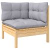 10 Piece Patio Lounge Set with Gray Cushions Pinewood