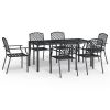 7 Piece Patio Dining Set Anthracite Steel