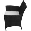 7 Piece Patio Dining Set with Cushions Poly Rattan Black