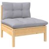 10 Piece Patio Lounge Set with Gray Cushions Pinewood