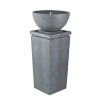 44.5" Polyresin Gray Zen Bowl Water Fountain, Outdoor Bird Feeder /Bath Fountains, Relaxing Water Feature for Garden Lawn Backyard Porch