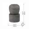 19.5x19.5x32.5" Heavy Outdoor Cement Fountain Antique Gray, Cute Unique Urn Design Water feature For Home Garden, Lawn, Deck & Patio