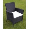 7 Piece Patio Dining Set with Cushions Poly Rattan Black