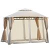 Quality Double Tiered Grill Canopy, Outdoor BBQ Gazebo Tent with UV Protection, Beige