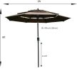 9Ft 3-Tiers Outdoor Patio Umbrella with Crank and tilt and Wind Vents for Garden Deck Backyard Pool Shade Outside Deck Swimming Pool