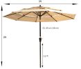 9Ft 3-Tiers Outdoor Patio Umbrella with Crank and tilt and Wind Vents for Garden Deck Backyard Pool Shade Outside Deck Swimming Pool RT