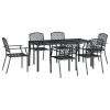 7 Piece Patio Dining Set Anthracite Steel