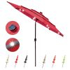 outdoor furniture 10Ft 3-Tiers 32LEDS Patio Umbrella Red