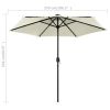 Parasol with LED Lights and Aluminum Pole 106.3" Sand White