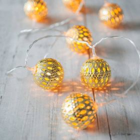 LED Fairy Garland Hollow wrought iron Ball (Option: Gold-1 m 10 leds)