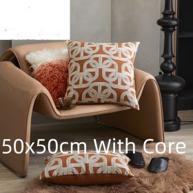 Sofa Cushion Case Bedside Square Pillow Backrest Throw Pillowcase (Option: Maze-50x50cm With Core)