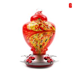 Hummingbird Feeder for Outdoors Hand Blown Colorful Glass Feeder with Ant Moat Gardening Supplies Bird Feeder Ant Proof (Color: G)