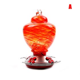 Hummingbird Feeder for Outdoors Hand Blown Colorful Glass Feeder with Ant Moat Gardening Supplies Bird Feeder Ant Proof (Color: A)