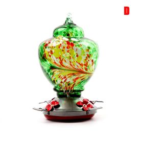 Hummingbird Feeder for Outdoors Hand Blown Colorful Glass Feeder with Ant Moat Gardening Supplies Bird Feeder Ant Proof (Color: D)