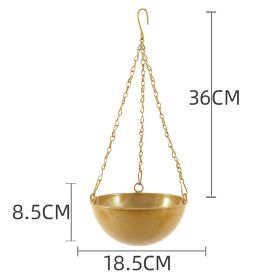 Nordic Metal Hanging Chain Flower Pot Iron Hanging Flower Basket Vase Plant Hanging Planter For Home Garden Balcony Decoration (Ships From: China, Color: Basic Gold)