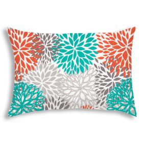 BURSTING BLOOMS Orange Indoor/Outdoor Pillow - Sewn Closure (Color: as Pic)