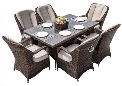 Direct Wicker Cinderella Patio Wicker 7 Piece Round Dining Set (Table Shape: Rectangle)