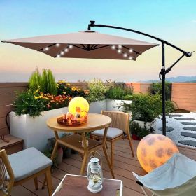 Rectangle 2x3M Outdoor Patio Umbrella Solar Powered LED Lighted Sun Shade Market Waterproof 6 Ribs Umbrella with Crank and Cross Base for Garden Deck (Color: as Pic)