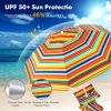 Outdoor Umbrellas Beach Umbrella with Cup Holder Table and Sandbag