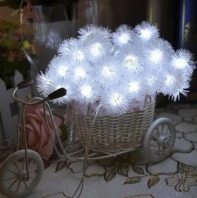 10/20/40 Christmas LEDs Snow Pompon Fairy Dandelion String Lights For Party (Color: White)