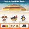 Outdoor Umbrellas Beach Umbrella with Cup Holder Table and Sandbag