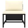 7 Piece Patio Lounge Set with Cushions Poly Rattan Black