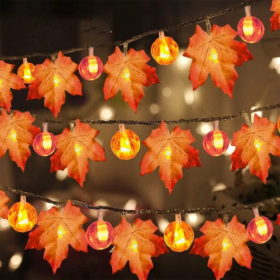 Maple Leaves String Lights with Pumpkin Maple String Lights (size: 3m)