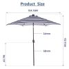 Outdoor Patio 8.7-Feet Market Table Umbrella with Push Button Tilt and Crank, Red Stripes With 24 LED Lights[Umbrella Base is not Included] RT