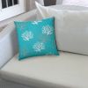 FLOATING CORAL Aqua Indoor/Outdoor Pillow - Sewn Closure